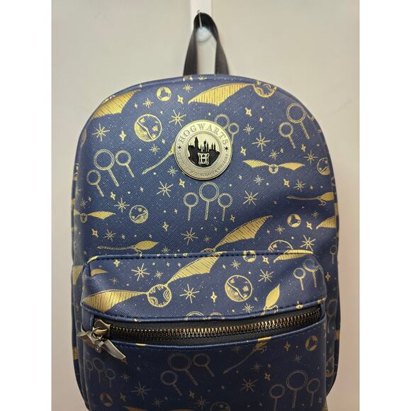 Harry Potter Bioworld Quidditch Navy & Gold Hogwarts Wizard Mini Backpack *EUC* - Picture 2 of 11